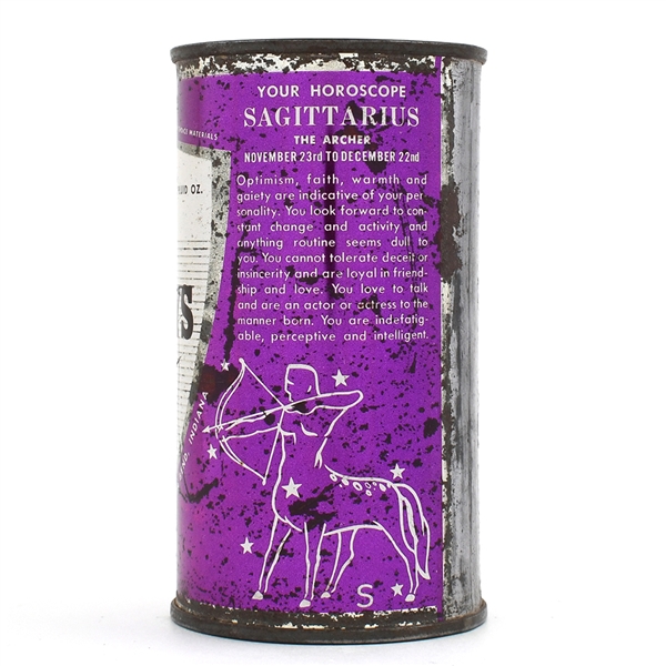 Drewrys Beer Horoscope Set Flat Top SAGITTARIUS-SCORPIO SOUTH BEND 56-33