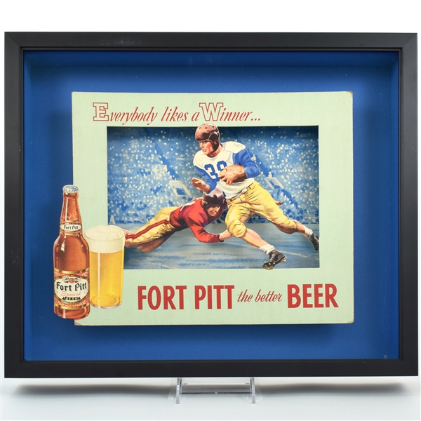 Fort Pitt Beer Die Cut 3-D Modular Sign Everybody Likes a Winner FOOTBALL RARE