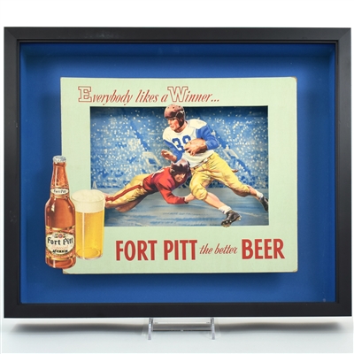 Fort Pitt Beer Die Cut 3-D Modular Sign Everybody Likes a Winner FOOTBALL RARE