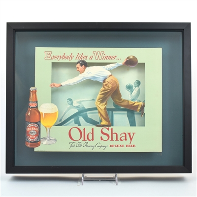 Old Shay Beer Die Cut 3-D Modular Cardboard Sign Everybody Likes a Winner BOWLING RARE