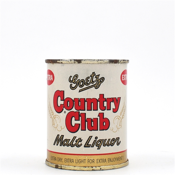 Goetz Country Club Malt Liquor 8 Ounce Flat Top OVER 95 YEARS 240-18