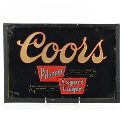 Coors Pilsener-Export 1930s Tin-Over-Cardboard Sign