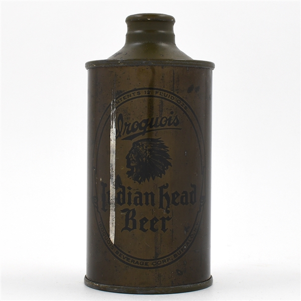 Iroquois Indian Head Beer Olive Drab Cone Top 170-8