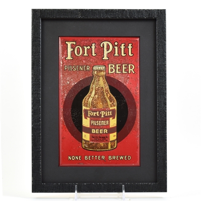 Fort Pitt Beer 1930s Tin-Over-Cardboard Sign STEINIE BOTTLE RARE