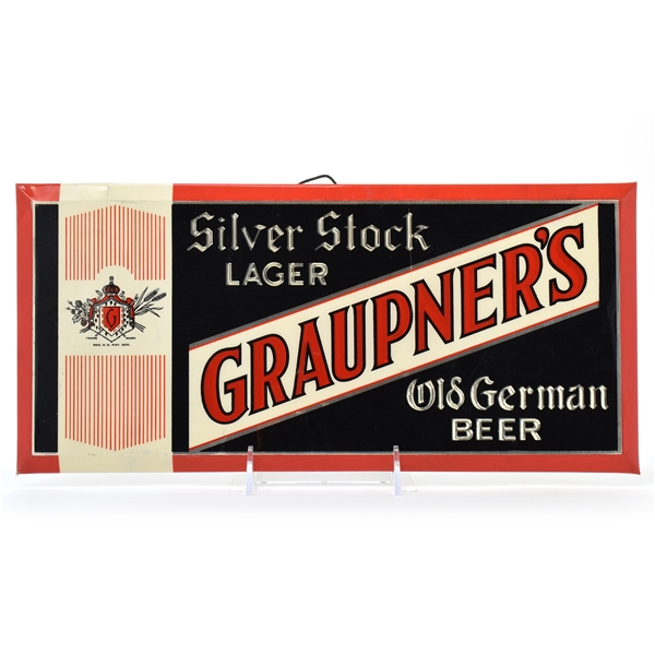 Graupners Silver Stock Old German Beers 1930s Tin-Over-Cardboard Sign RARE