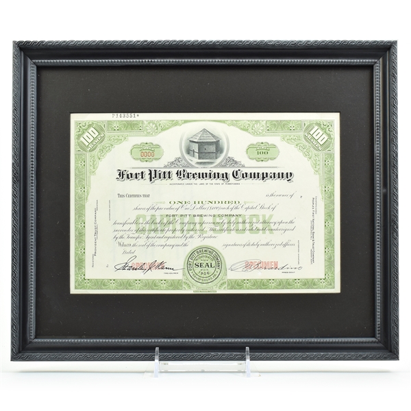 Fort Pitt Brewing Company 1906 Stock Certificate