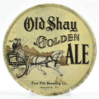 Old Shay Golden Ale 1930s Tin-Over-Cardboard Button Sign