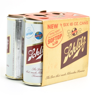 Schlitz Beer Full 6-Pack 16 Ounce Flat Tops SOFTOP 1960 MILWAUKEE 235-29