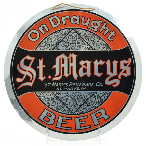 St Marys Beer On Draught 1930s Leyse Aluminum Sign SCARCE