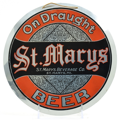 St Marys Beer On Draught 1930s Leyse Aluminum Sign SCARCE