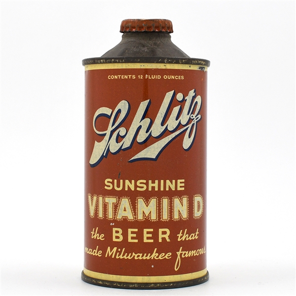 Schlitz Vitamin D Beer Cone Top DNCMT 4 PERCENT 183-18