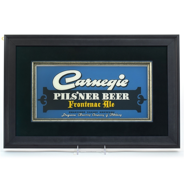 Carnegie Beer Frontenac Ale Reverse Painted Glass Sign CLEAN RARE