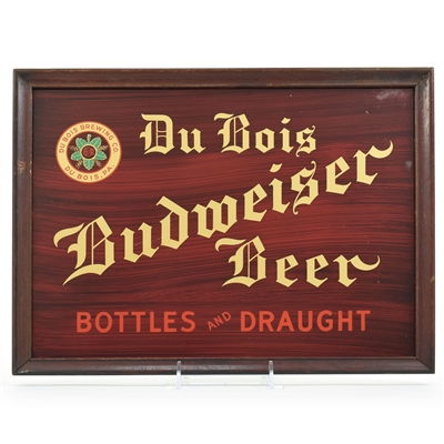 Du Bois Budweiser Beer 1930s Reverse-Painted Glass Sign