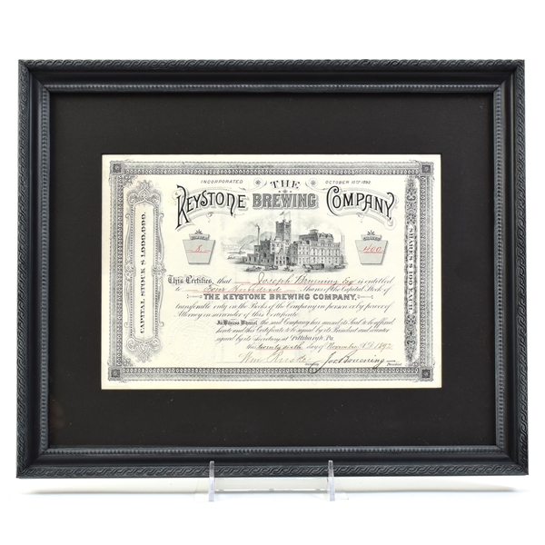 Keystone Brewing Co 1892 Stock Certificate