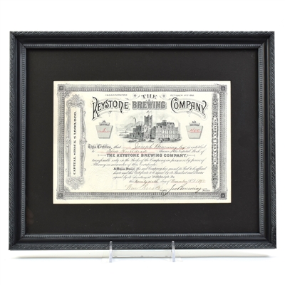 Keystone Brewing Co 1892 Stock Certificate