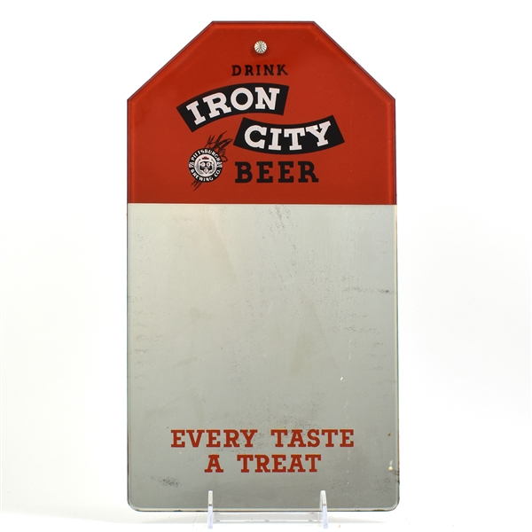 Iron City Beer 1930s Reverse-Painted Mirror Sign