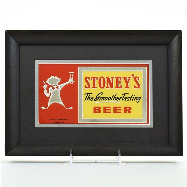 Stoneys Beer 1950s Reverse Painted Mirrored Sign MINTY RARE