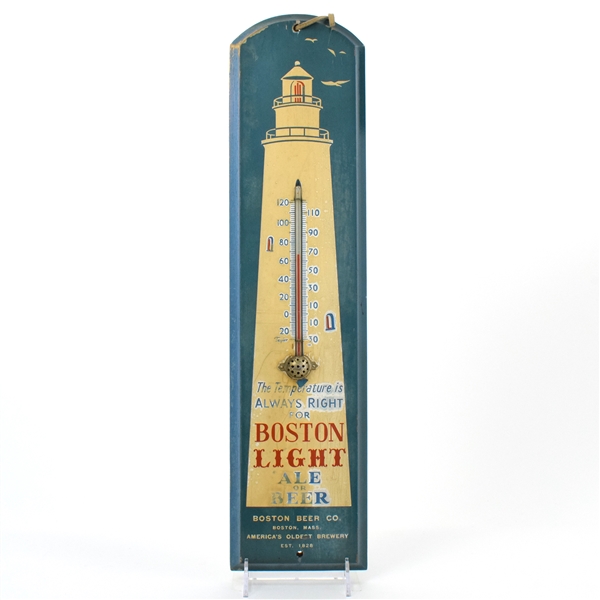 Boston Light Ale or Beer 1930s Wood Thermometer Sign SCARCE