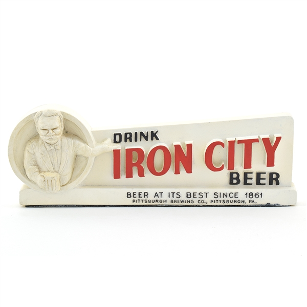 Iron City Beer 1950s Back Bar Sign Shelf Statue NEAR PERFECT