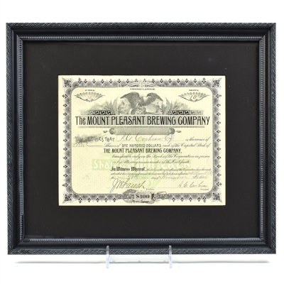 Mount Pleasant Brewing Co 1894 Stock Certificate