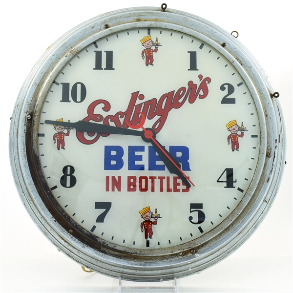 Esslingers Beer In Bottles 1930s Advertising Clock SCARCE