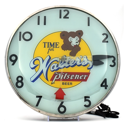 Walters Beer 1950s Telechron Illuminated Brown Bear ROG Clock