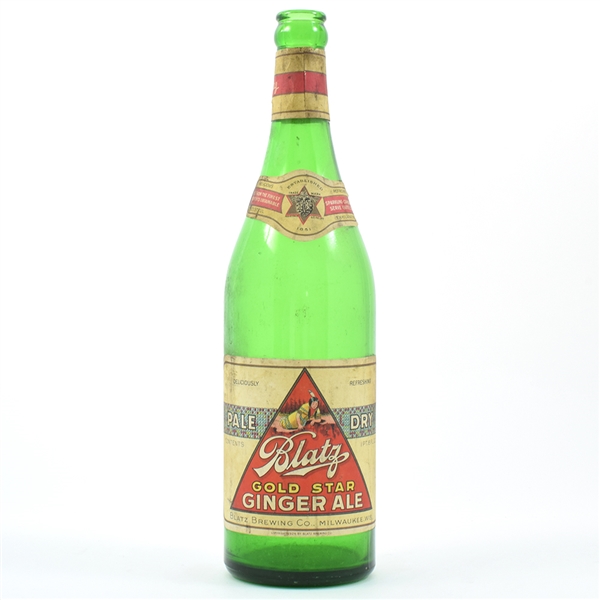 Blatz Gold Star Ginger Ale Prohibition Era 24 Ounce Soda Bottle