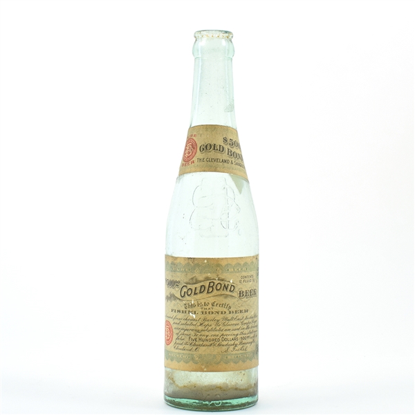 Cleveland and Sandusky 500 Dollar Fisher Gold Bond Beer Embossed Pre-Prohibition Bottle