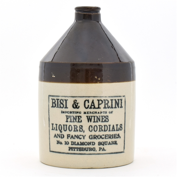 Bisi and Caprini Liquor Merchants Pre-Prohibition Ceramic Jug