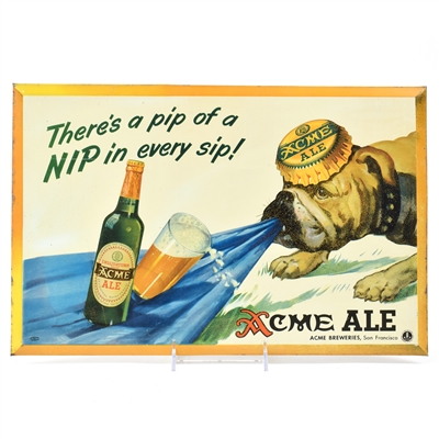 Acme Ale 1940s Tin-Over-Cardboard Sign SHARP