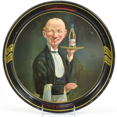 Springfield Breweries Pre-Prohibition Handsome Waiter Serving Tray SCARCE CLEAN