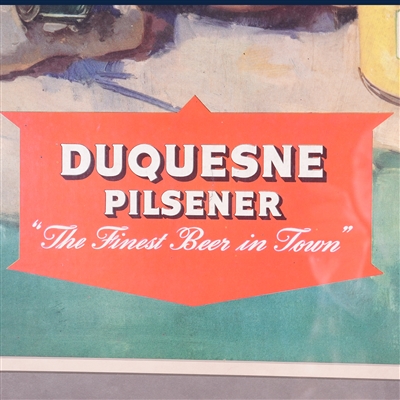 Duquesne Pilsener Fishing Dog Steinie Bottle Scene Sign