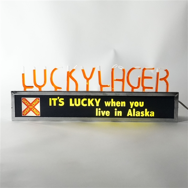 Lucky Lager When You Live In ALASKA Bubbler Illuminated Sign