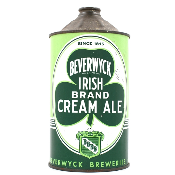 Beverwyck Irish Brand Cream Ale Quart Cone Top 1845 DATE 203-4