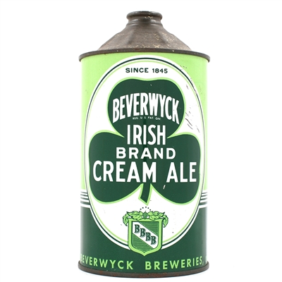 Beverwyck Irish Brand Cream Ale Quart Cone Top 1845 DATE 203-4