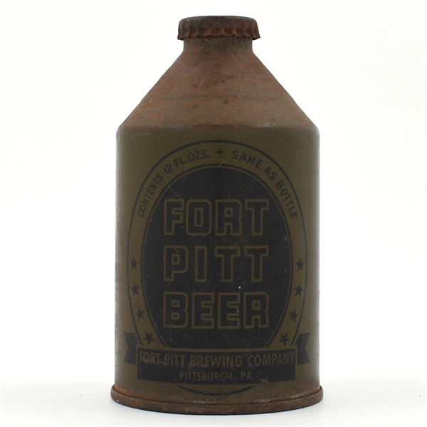 Fort Pitt Beer Olive Drab Crowntainer WITHDRAWN FREE 194-8 STILL FULL