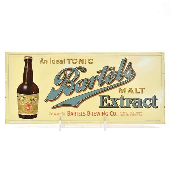 Bartels Malt Extract Prohibition Era Tin-Over-Cardboard Sign CLEAN