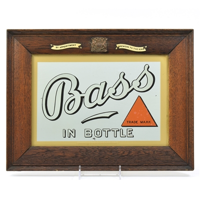 Bass In Bottle English Reverse Painted Small Glass Sign