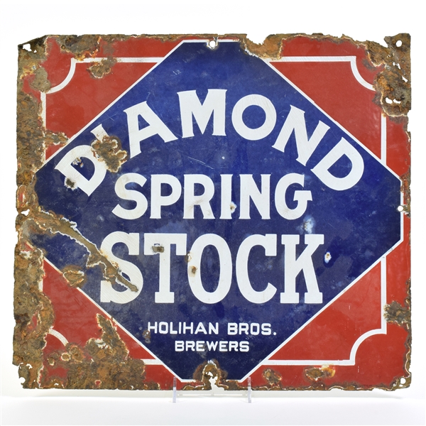 Diamond Spring Stock Ale Pre-Prohibition Porcelain Sign ULTRA RARE