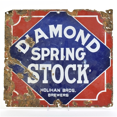 Diamond Spring Stock Ale Pre-Prohibition Porcelain Sign ULTRA RARE