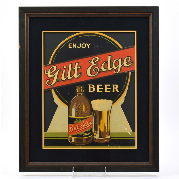 Gilt Edge Beer 1930s Cardboard Die Cut Sign VICTOR BREWING