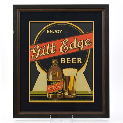 Gilt Edge Beer 1930s Cardboard Die Cut Sign VICTOR BREWING