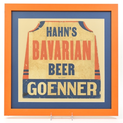 Hahns Bavarian Beer 1930s Die Cut Cardboard Sign GOENNER RARE