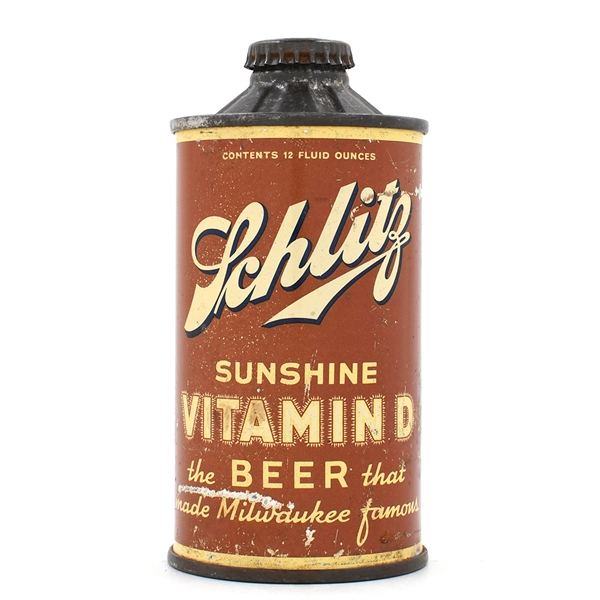 Schlitz Vitamin D Beer Flat Bottom Cone Top 183-15