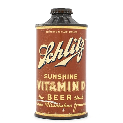 Schlitz Vitamin D Beer Flat Bottom Cone Top 183-15