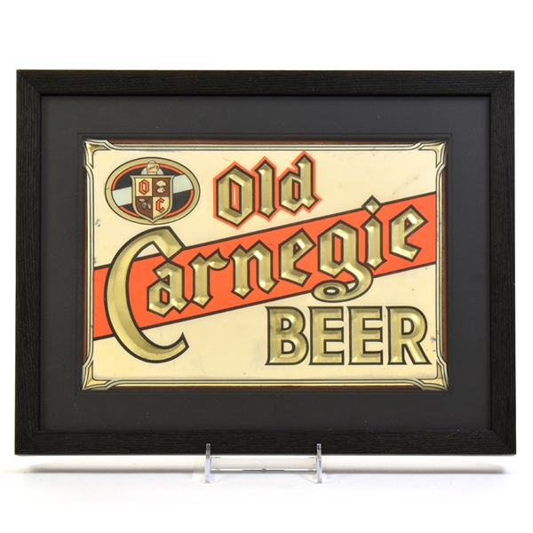 Old Carnegie Beer 1930s Tin-Over-Cardboard Debossed Sign RARE