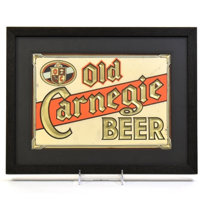 Old Carnegie Beer 1930s Tin-Over-Cardboard Debossed Sign RARE