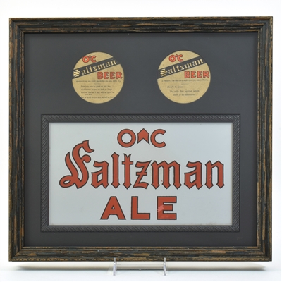 Saltzman Ale 1930s Reverse Painted Glass Sign and Coasters OIL CITY RARE