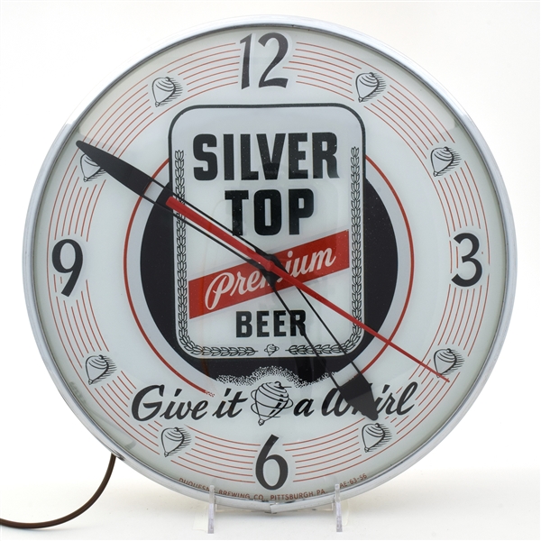 Silver Top Beer 1940s Illuminated Pam Clock LIKE NEW