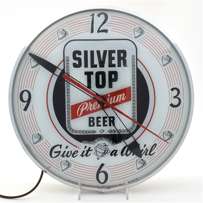 Silver Top Beer 1940s Illuminated Pam Clock LIKE NEW